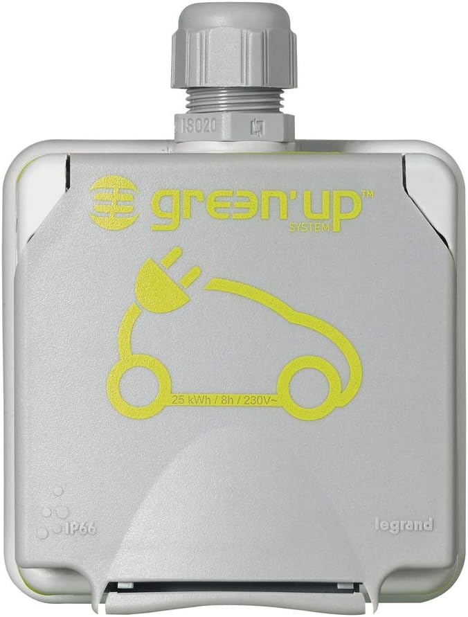Presa per auto elettriche, Green 'Up, compatibile con modalità 1 e 2, 1 fase, 16A, 3,7kW, sistema di ricarica per auto elettriche [Classe di efficienza energetica B]