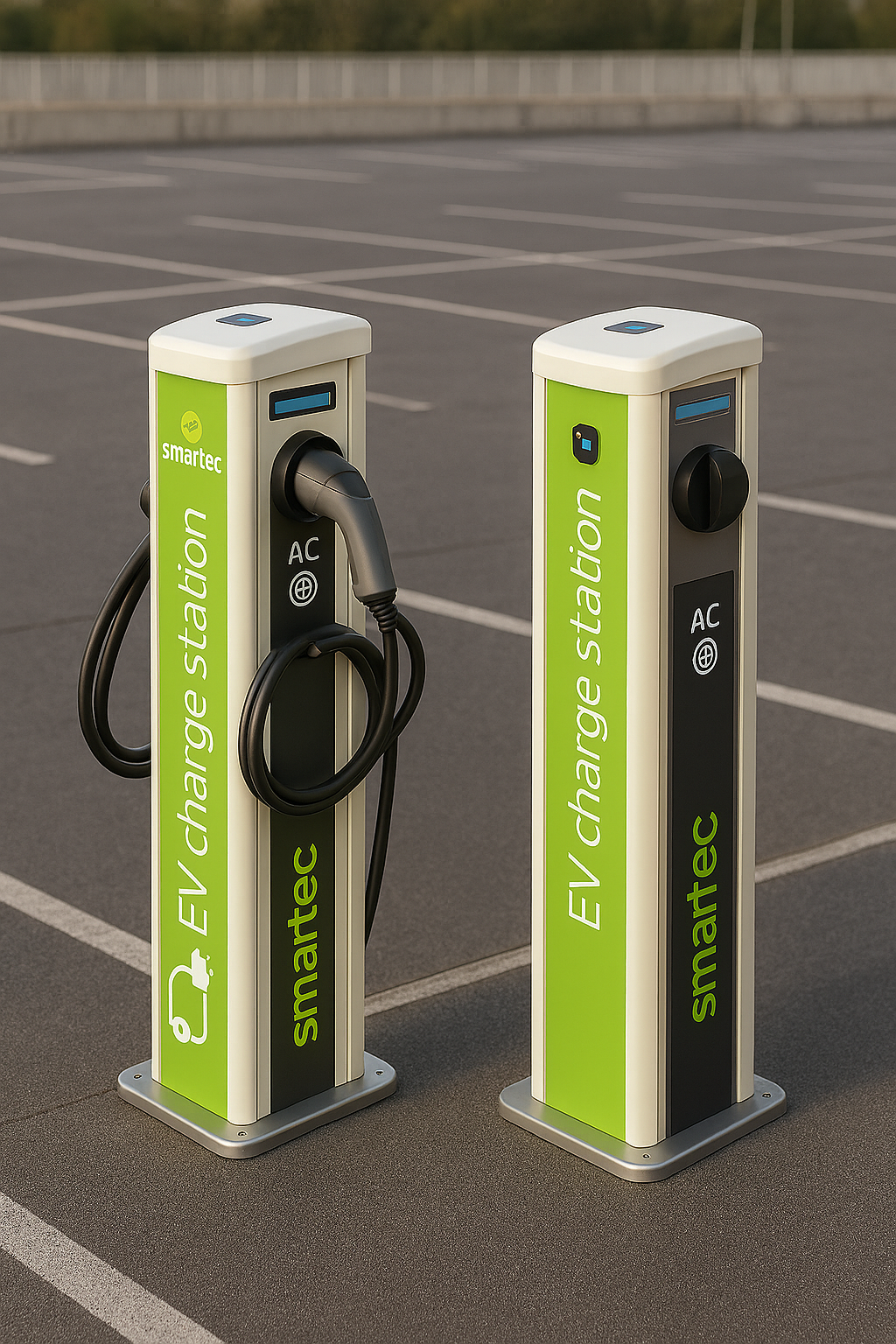 Colonnina di ricarica Auto elettrica  Charger Pillar per Aziende o parcheggio pubblico o Albergo  2S (7 kW) + T2 (22 kW)