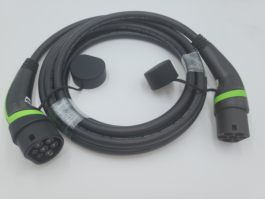 Cavi di ricarica Auto Elettrica  - Tipo 2 TRIFASE - Colore Verde - Lunghezza cavo: 5 metri