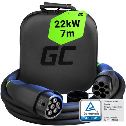 Green Cell GC Snap Tipo 2 Cavo EV 22kW 7m per Tesla Model Y 3 S X, VW ID.3, ID.4, Ford Mach-E, Kia EV6, Peugeot e-208, Fiat 500e