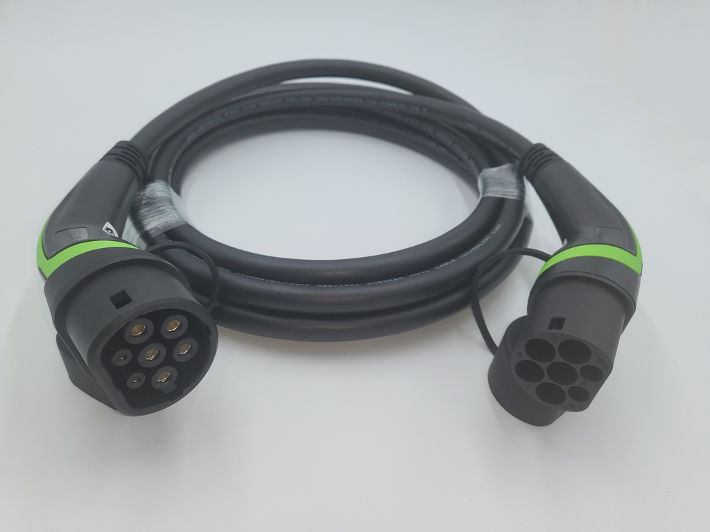 Cavi di ricarica Auto Elettrica  - Tipo 2 TRIFASE - Colore Verde - Lunghezza cavo: 5 metri